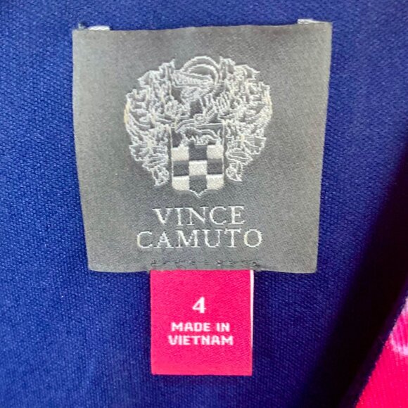 Vince Camuto Navy Floral Garden Party Sleeveless Fit & Flare Dress Back Zip - Picture 7 of 10